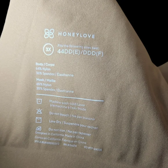 Honeylove Crossover Wireless Sports Bra Smoothing Sand Tan Brown Plus Size 3X - Picture 4 of 6